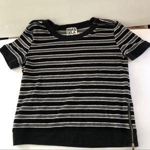 Pam & Gela | Velour Cropped Retro Striped Top